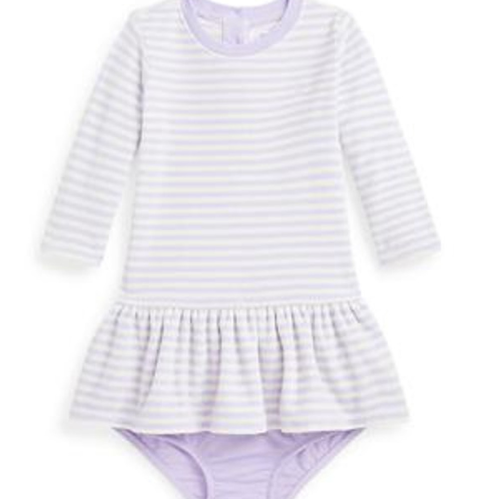 NWT Polo Ralph Lauren Baby Girls Striped Velour Dress & Bloomer 3 mo  Lavender